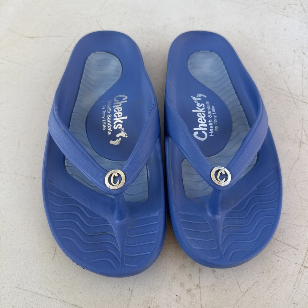 Tony Little CHEEKS Medallion Health Sandals FLIP FLOPS Blue WOMEN'S SIZE 7